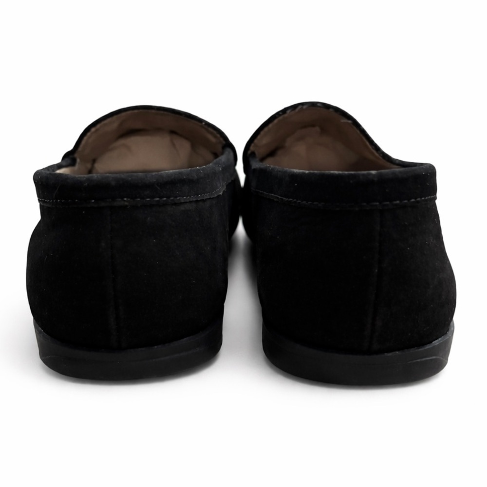 Vero Comfort Black Leather Slip-On Loafers White Stitching Women 7M Runs Narrow - Picture 4 of 5